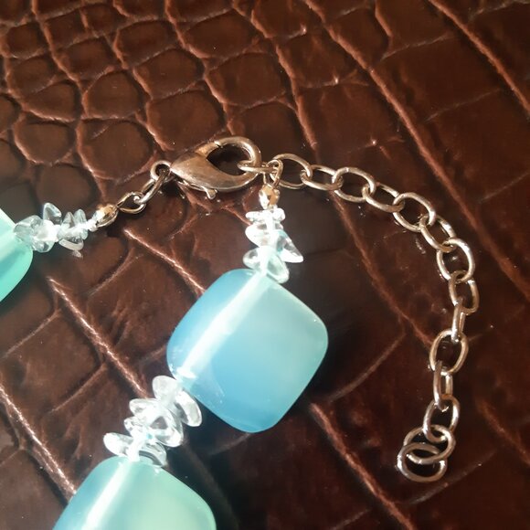 Vintage Brazilian Blue Chalcedony Necklace and Earrings Set - Picture 7 of 16